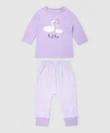 Zarafa Swan Graphic T-Shirt & Joggers Set - Purple