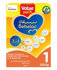 Bebelac Nutri 7In1 Palm Oil Free Infant Cow's Milk Formula Stage 1 Value Pack - 1200g