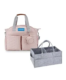 Star Babies Diaper Bag with Pacifier Bag and Diaper Caddy Organizer - Pink