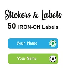 Ladybug Labels Personalised Name Iron-On Labels Soccer - Pack of 50