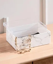 HomeBox Marble Small Stackable Jewellery Holder with Felt Lining and Lid