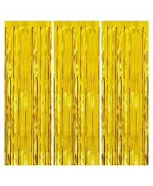 Highlands Golden Metallic Foil Fringe Curtain - Pack of 3