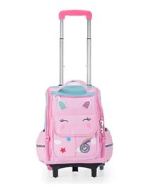 Eazy Kids 3D Unicorn School Bag With Trolley Pink - 14 Inch