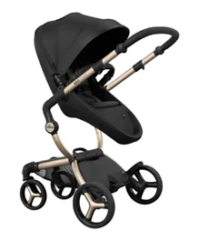 Mima Xari Max Stroller with Black Frame, Snow White Seat, Starter Pack - Reversible, Lightweight, Magnetic Lids