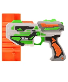 Tack Pro Storm Clip II Foam Blaster Gun With 6 Round Clip - Green & Orange