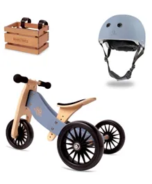 Kinderfeets Tiny Tot Toddler Tricycle Basket and Helmet - Slate Blue
