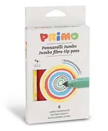 Primo Jumbo Fibre-Tip Color Pens In Carton Box Multicolor - Pack of 6