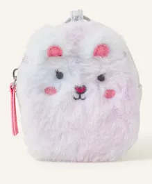 Monsoon Children Fluffy Bear Keychain Pouch - White