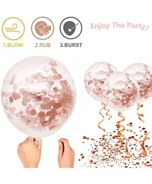 Highland Rose Gold Confetti & Latex Balloons for Birthday Anniversary Party Decorations Pack of 20 - 12 Inches
