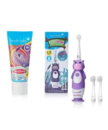 Brush Baby Strawberry Toothpaste 50mL + WildOne Hippo Rechargeable Toothbrush