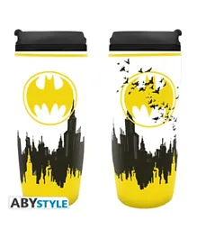 Abystyle Batman Bat-Signal at Gotham City's  Skyline Design DC Comics Licensed Insulating Plastic Travel Mug Pack of 1 - 350ml