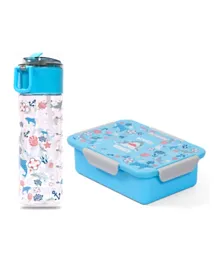 Eazy Kids Lunch Box and Tritan Water Bottle 450mL + Snack Box Shark 850mL - Blue