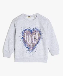 Koton Lover Graphic Sweatshirt - Grey