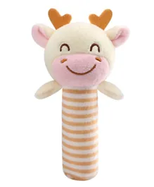 Tololo Baby Rattle Animal Finger Bar Toy  Cow - Grey