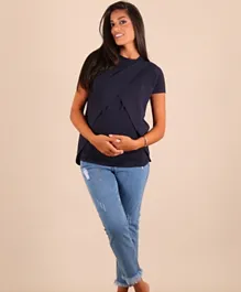 Oh9shop Maternity Top - Navy Blue