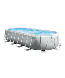 Intex Prism Frame Oval Pool Set 610x305x122cm with Filter Pump, Safety Ladder & Ground Cloth - 6+ Multicolor