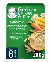 Gerber Organic Wheat & Wholegrain Oat Mango Carrot Baby Cereal - 200g