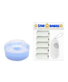Star Babies Powder Puff  + Disposable Scented Bag + Dispenser - Blue/White