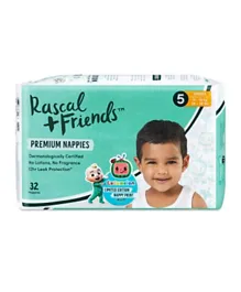 Rascal + Friends Cocomelon Edition Premium Nappies Size 5 - 32 Pieces