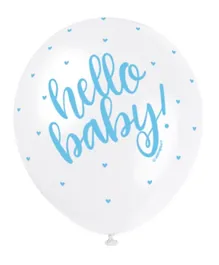 Unique Hello Baby Blue Balloons - 5 Pack