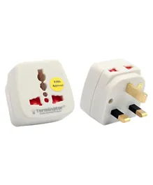 Terminator Travel Adaptor 13A Universal Socket In Front & 2 Pin Socket On Top