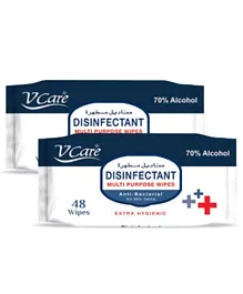V Care Antibacterial Multipurpose Wipes Pack of 2 - 96 Pieces