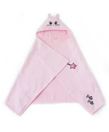 Milk&Moo Canchin Rabbit Velvet Hooded Baby Towel - Pink