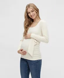 Mamalicious Mlfilia Long Sleeved Jersey Maternity Top - Whitecap Gray
