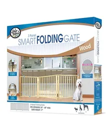 Four Paws Smart Folding Free Standing 3-Panel Wood Dog Gate