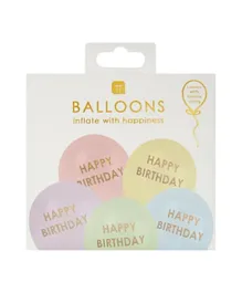 Talking Tables Pastel Colour Happy Birthday Balloons - Pack of 5