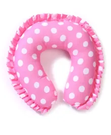 Babyhug Polka Dot Printed Neck Support Pillow With Frill - Pink