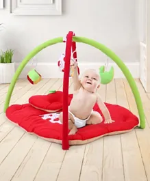 Babyhug Play Gym With Apple Shape Pillow & Mosquito Net - Red