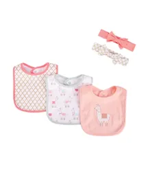 Hudson Childrenswear Bibs & Headband Set Llama Pink - 5 Pieces