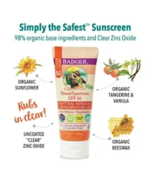 Badger Sport Kids Clear Zinc Sunscreen Cream SPF 40 - 87mL