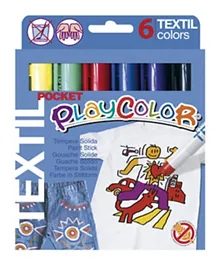 Playcolor Textil Pocket Solid Poster Paint Stick - Pack of 6