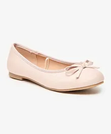 Little Missy Bow Detailed Slip On Round Toe Ballerina Shoes - Light Pink