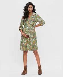 Mamalicious 3/4th Sleeves Maternity Dress - Turf Green