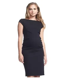 Mums & Bumps Soon Leo Cap Sleeve Maternity Dress - Black