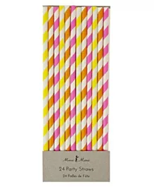 Meri Meri Neon Print Straws Pack of 24 - Multicolour