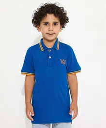 Victor and Jane Logo Embroidered Polo T-shirt - Blue