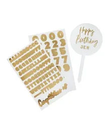 Hootyballoo Personalize Acrylic Cake Topper & 2 Gold Sticker Sheets