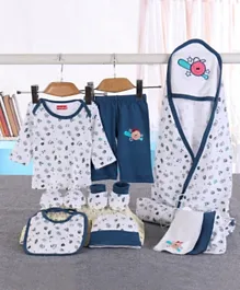 Babyhug Clothing Gift Set Multiprint Pack of 10 - White Blue
