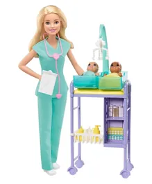 Barbie Baby Doctor Playset with Blonde Doll - Multicolour