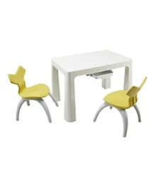 Ching Ching One Table And Two Chairs Children's Learning Game Multifunctional Table, 3 Years+ - Yellow and White