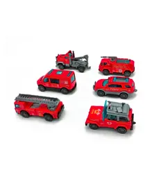 Toon Toyz 1:50 Scale Diecast Pullback Fire Engineering Truck - Pack Of 6