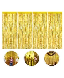 Highlands Golden Metallic Foil Fringe Curtain - Pack of 4