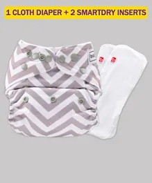 Babyhug Reusable Cloth Diaper With SmartDry Inserts - White Grey