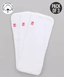 Babyhug Reusable SmartDry Organic Cotton Diaper Insert Pack of 3 - White