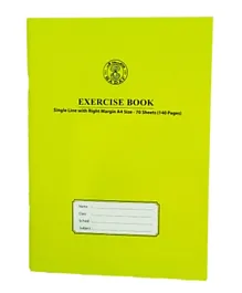 SADAF Single Line With Right Margin A4 Size Exercise Book - Green