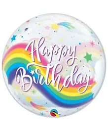 Qualatex Single Bubble Birthday Rainbow Unicorns - 22 Inches